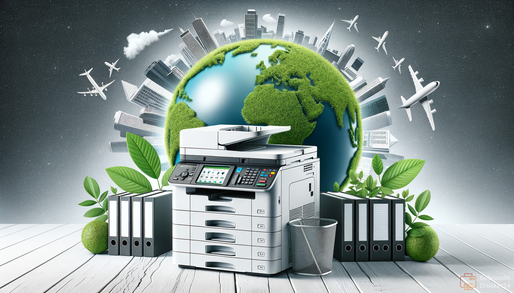 Illustration for section: Ricoh MP 402SPF – Ein leistungsstarker Schwarzweiß-Multifunktionsdrucker, der für Unternehmen ge - Ökologische druckerlösungen